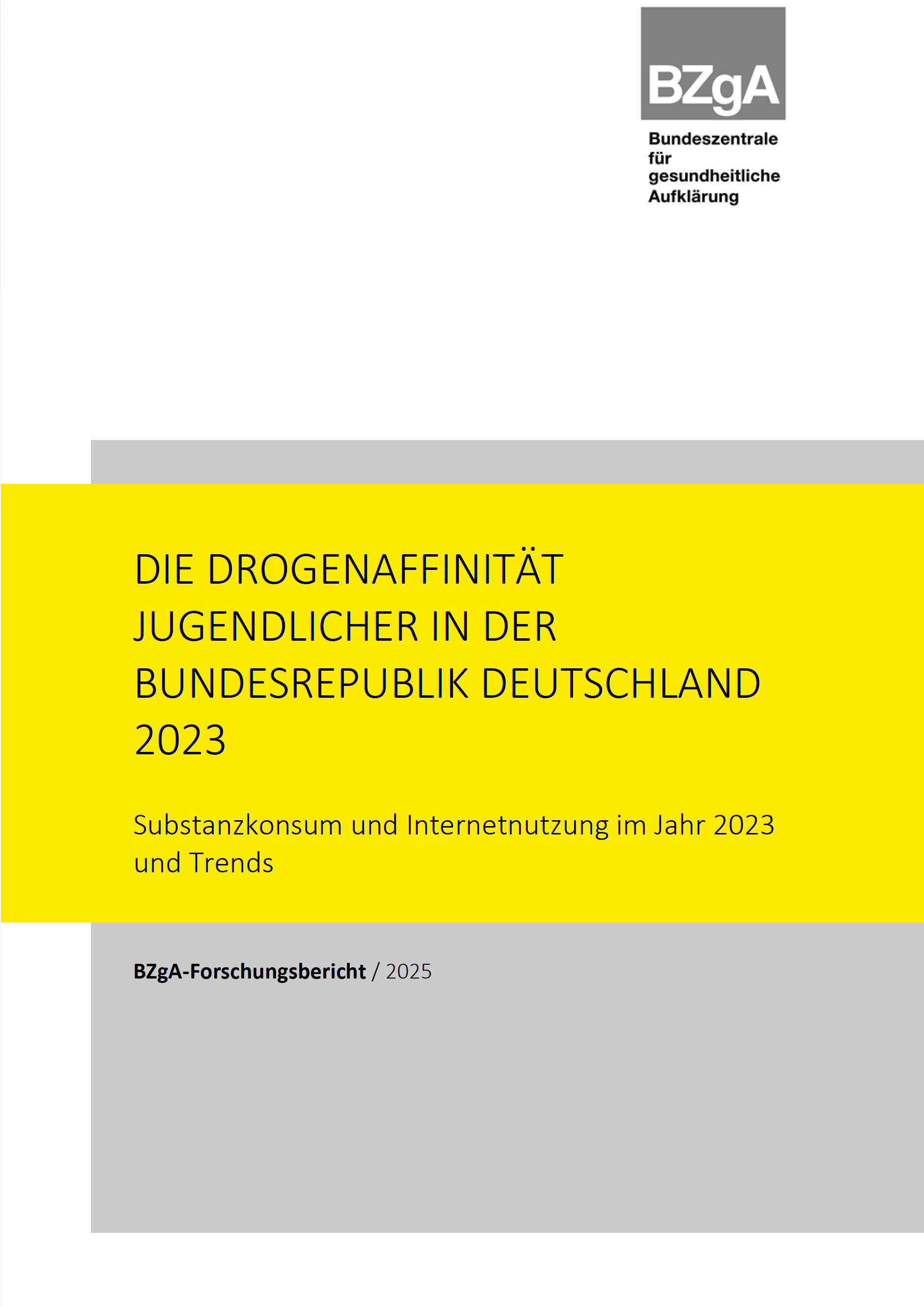 Coverbild: Der Substanzkonsum Jugendlicher und junger Erwachsener in Deutschland im Jahr 2023 (BZgA, 2025)